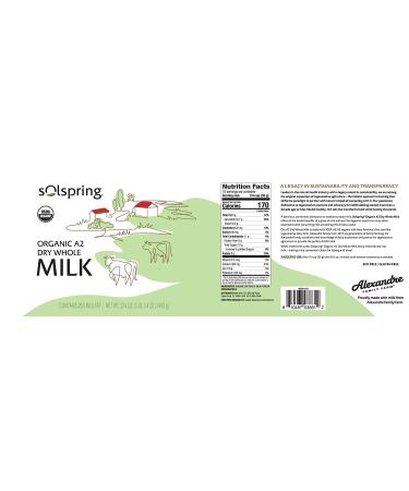 Dr. Mercola Solspring Organic A2 Dry Whole Milk - 17.4 oz (1 lb. 1.4 oz.) | 26% Milk Fat | Gluten & Soy Free | USDA Organic - Buy Online on GoSupps.com