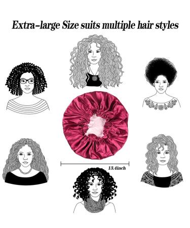 Soyomass Satin Bonnet for Women - Extra-Large Reversible Jumbo Bonnet for Braids, Natural Hair, Curly Hair - Double Layer Silk - Wine Red - Buy Online on GoSupps.com