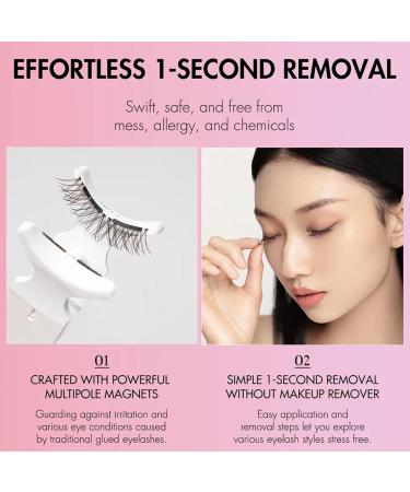 Magnetic False Eyelashes Kit Reusable Magnetic Lashes Kit Without Eyeliner False Eyelashes With Applicator Natural Look Effect Easy To Wear No Glue And No Makeup Remover Natural False Eyelashes S05 - Buy Online on GoSupps.com