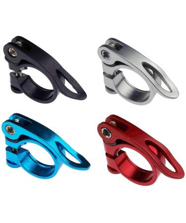Kasteco 4 Pack 31.8MM Aluminium Alloy Cycling Bike Bicycle Quick Release Seatpost Clamp, 4 Colors 4 Colors 31.8mm