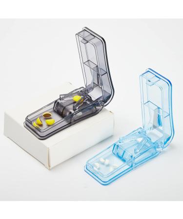GeekerChip Coupe-Comprim 2 Pcs pour Couper et craser Petits et Gros Cachets 2 en 1 avec compartiment de rangement pour pilules(Bleu+noir) - Buy Online on GoSupps.com