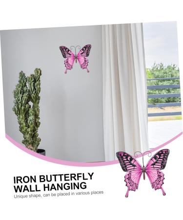Zerodeko Outdoor Fence 1pc Wrought Iron Butterfly Wall Hanging 3d Vintage Model Inspirational Wall Hanging 25x21.4cm Pink - Buy Online on GoSupps.com