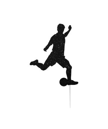 LissieLou Footballer Kicking Cake Topper Glitter Card Black Made in the UK