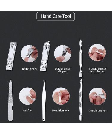 20-Piece Stainless Steel Manicure & Pedicure Kit with Travel Case - Buy Online on GoSupps.com