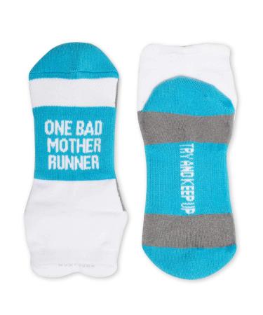 Gone For a Run Inspirational Athletic Running Socks | Women's Woven Low Cut | Inspirational Slogans | Over 25 Styles Mother Runner (Teal)