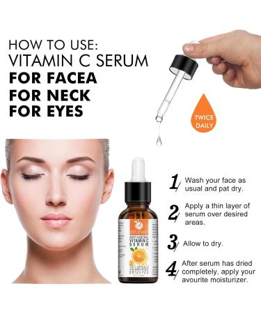 Vitamin C Serum - Anti Aging Face Serum with Vitamin C - Anti-Dark Spots & Brightening Serum with Hyaluronic Acid - Vitamin C Serum For Dull Tired - Vit E Oil Women/Men - Buy Online on GoSupps.com