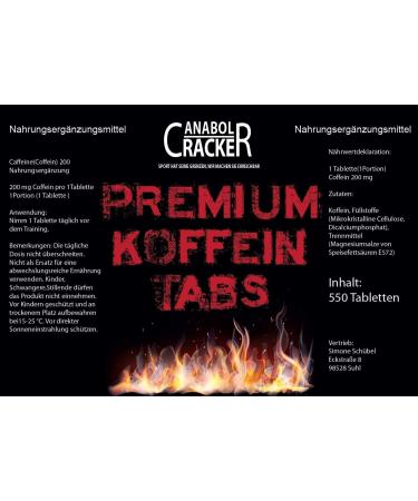 Premium 550 Tablets Caffeine Tabs - 200mg Vegan Energy Boost High Dose Gelatin-Free - Buy Online on GoSupps.com