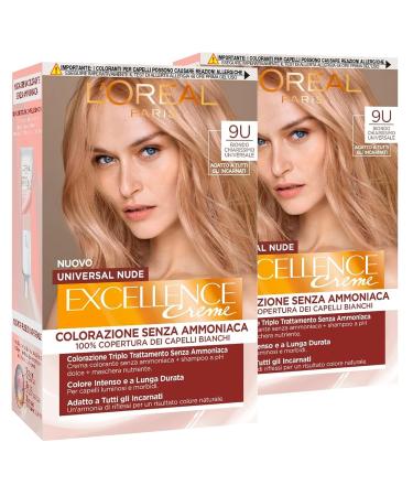 Buy 2 x L'Or al Paris Excellence Cr me Permanent Hair Color - Ultra Blonde 9U | International Shipping Available - Buy Online on GoSupps.com