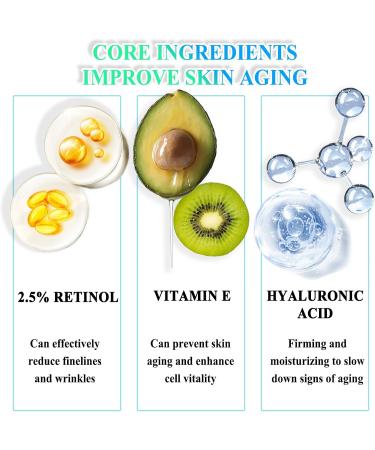 Face Moisturiser 2.5% Retinol Serum High Strength for Face Retinol Face Serum with Hyaluronic Acid Vitamin E Anti Ageing Anti Wrinkle Serum Reduces Enlarged Pores Refines and Softens Skin - Buy Online on GoSupps.com