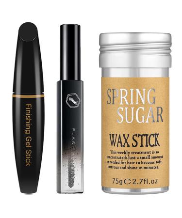 Hair Wax Stick Finishing Stick & Gel Stick Set - Strong Hold for Fly Away Styling Products for Women Clear