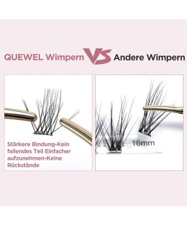 QUEWEL 16mm Eyelash Clusters - 72 PCs Soft Individual False Eyelashes for DIY Extensions | Perfect for Personal Make-Up - Buy Online on GoSupps.com
