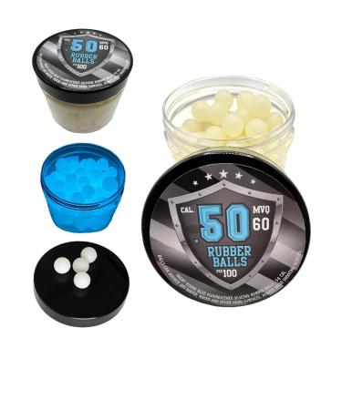 SSR 100 x Blue Night Vision Fluorescent Silicon Rubber Balls Paintballs Glowing in the Dark in 50 Cal. for Training and Self Home Defense