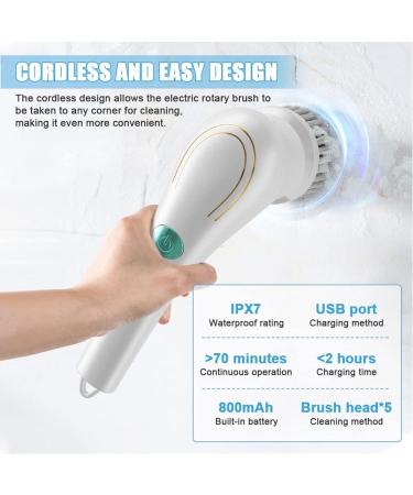 Handheld Electric Cleaning Brush with 5 Changing Heads Power Scrub Brush USB Charging 360 Vibration Cleaning Hand Held Scrubber for Kitchen/Bathroom/Floor/Car/Glass - Buy Online on GoSupps.com