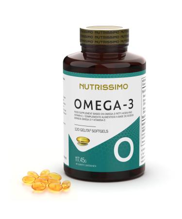 NUTRISSIMO Omega 3 Softgel 3000mg GELITA Anti-Regurgitation Supplement | 120 softgel capsules OF Omega-3 | High concentration EPA 1050mg + DHA 750mg + Vit E 30mg | Up to 4 Months of Supply