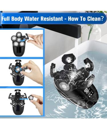 Sakioo 6 in 1 Electric Head Shaver for Bald Men | Waterproof Rotary Razor with LED Display & Shaver Kit - Cordless Bald Head Grooming - Buy Online on GoSupps.com