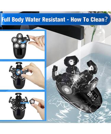6-in-1 Men's Electric Head Shaver | Cordless Bald Shaver for Men | Waterproof Rotary Grooming Kit with Nose Hair Trimmer | HR-Shaver-BY06 - Buy Online on GoSupps.com