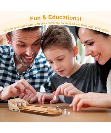 VITTYL Mini Bowling Game Set - Fun White Elephant Gift for Kids & Adults | Desk Stress Reliever | Educational Early Development Toy | Wooden Mini Bowling Ball - Buy Online on GoSupps.com