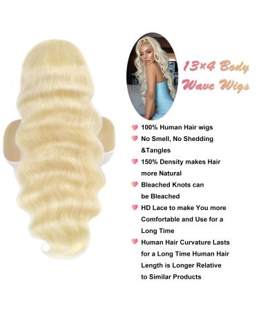 26 613 Blonde Body Wave Lace Front Wig Human Hair 13x4 - Pre Plucked with Baby Hair - 150% Density Brazilian Lace Frontal Wig for Women - Buy Online on GoSupps.com
