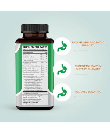 LifeSeasons Digestivi-T - Digestive Enzymes & Probiotic Supplement - Supports Gut Microbiome & Healthy Immune Function - Relieves Bloating & Digestion Discomfort - 90 Capsules - Buy Online on GoSupps.com
