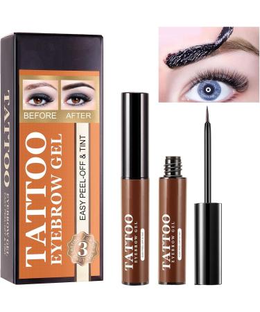 Eyebrow Makeup | Peel Off Sweatproof Tinted Brow Gel with Brow Templates - 3 Days Eyebrow Dye Tools for Women and Girls Long Lasting Eye Brow Cosmetics Light Brown 02 light brown - Buy Online on GoSupps.com