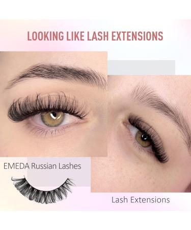 EMEDA 20 Pairs 3D Fluffy Russian D Curl Strip Lashes Multipack - 100% Handmade Faux Mink Lashes 15mm-18mm - Extensions-Like Look - Buy Online on GoSupps.com