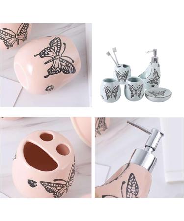 Bathroom soap dispenser handwash dispenser bottle/Bathroom Accessories Set Accesorios Para Ba o Ceramic Gift Contain Toothbrush Cup Soap Dispenser Soap Dish-pink-5 set (Color : Pink Size : 5 s 5 set Pink - Buy Online on GoSupps.com
