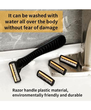 3-Blade Razor - Plastic Anti-slip Manual Refill Cartridges for Men & Women | Reusable Face Cleansing Tool - Black - Buy Online on GoSupps.com