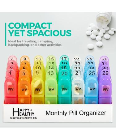 Monthly Pill Organizer - 30 Day AM PM Pill Box with Removable Daily Organizers | Perfect for Morning & Night Medication Management - Buy Online on GoSupps.com