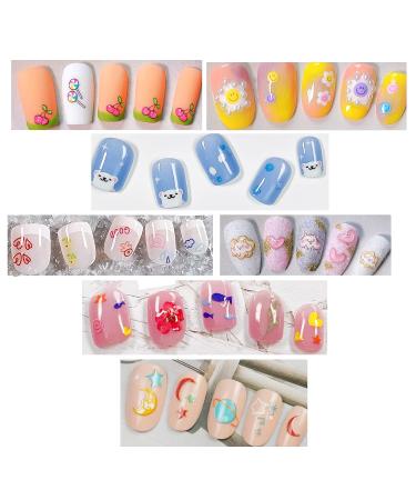 Cute Nail Stickers for Kids - Self-Adhesive Animal Flower Cloud Star & Heart Designs | Fun Nail Art Decals for Girls & Women (Pack of 9 - Buy Online on GoSupps.com