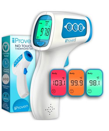 Infrared No Touch Forehead Thermometer for Adults, Kids & Babies - Medical Digital Thermometer - Fever Indication and Silent Mode Blue
