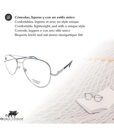 Blue Light Filter Reading Glasses - Venice Silver Metal Pilot for Men & Women - +2.50 Anti Blue Light Computer Glasses for Gamers - Buy Online on GoSupps.com