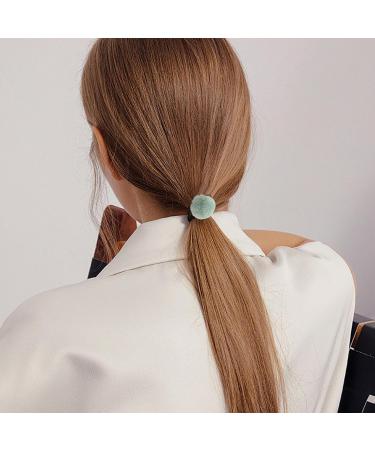 Hair Ties Women's Pompom Colorful Hair Ties | Fashionable Hair Ring Ties for Women And Girls Versatile Ponytail Holders for Dating Parties Green - Buy Online on GoSupps.com