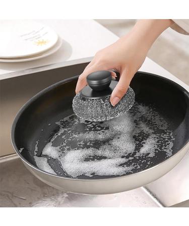 Stainless Steel Scrubber - Stainless Steel Scrubber Dish Brush Portable Metal Scrubber Pot Scrubbers for Iron Pots Barbecue Grills Black - Buy Online on GoSupps.com