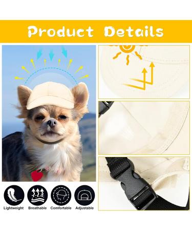 Yikeyo Small White Dog Sun Hat with Ear Holes - Pet Puppy Baseball Cap for Summer Visor Caps - Buy Online on GoSupps.com