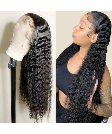 24 Inch Water Wave Lace Front Wigs Human Hair for Black Women 13x4 HD Lace Frontal Wigs Pre Plucked Brazilian Virgin Human Hair Wet and Wavy Lace Front Wigs 150 Density Natural Color(24 Inch,13x4 Lace Front Wigs) 24 Inch 1…