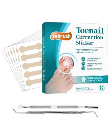 Ingrown Toenail Treatment-Toenail Corrector Patch with File and Lifter-Ingrown Toenail Corrector Strips and Tool-Professional Painless Pedicure for Toenail (60PCS)