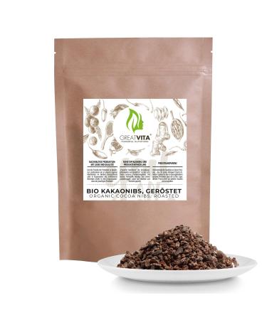 GreatVita Organic Cocoa Nibs 800g roasted & peeled cocoa beans - high-fiber cocoa nibs from Peru ideal as a topping