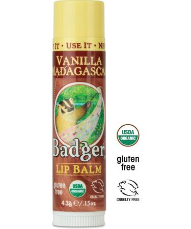 Badger Classic Lip Balm - Vanilla Madagascar | Organic Moisturizing & Natural | 0.15 oz - Buy Online on GoSupps.com