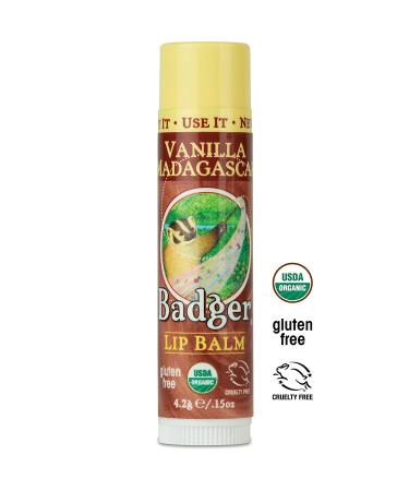 Badger Organic Vanilla Madagascar Lip Balm 0.15 oz - Natural Moisture & Hydration - Buy Online on GoSupps.com