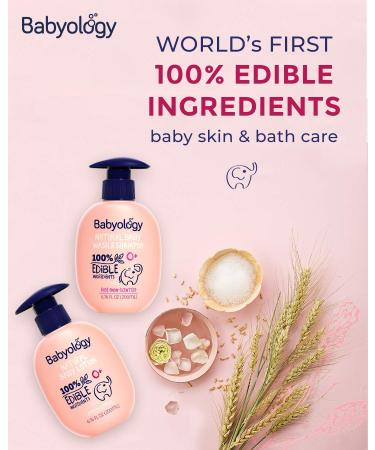 Babyology Bundle: All Natural Baby Wash & Shampoo Rose + Organic Baby Lotion - 100% Edible Ingredients - Gentle for Sensitive Skin - Non Toxic & Fragrance Free - Buy Online on GoSupps.com