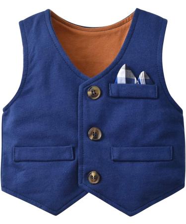 Famuka Baby Boy 3 Piece Formal Suit with Bows Waistcoat | Navy Gentleman Tuxedo | Size 2-3 Months - Buy Online on GoSupps.com