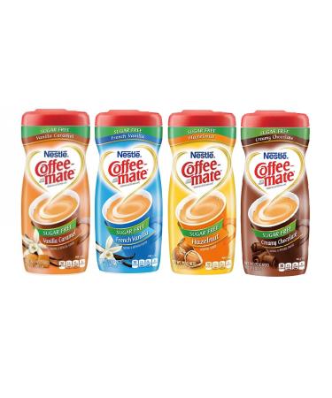 Nestle Coffee Mate Sugar Free Bundle | Vanilla Caramel French Vanilla Hazelnut and Creamy Chocolate | Americas Number 1 Coffee Creamer | 4 x 289g
