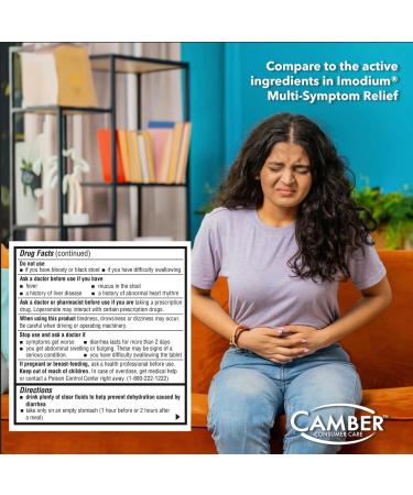 Camber Loperamide and Simethicone Multi-Symptom Tablets Anti-Diarrheal and Anti-Gas 24 Count - Buy Online on GoSupps.com