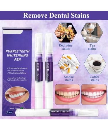 Purple Teeth Whitening Pen - Fast & Painless 3-Pack | Effective Stain Removal & Fresh Mint Taste - Buy Online on GoSupps.com
