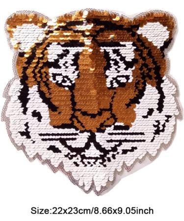 Sewing Reversible Color Changing Tiger Patch | Beast Embroidered Sequin Applique for Men and Boys Clothing - Buy Online on GoSupps.com
