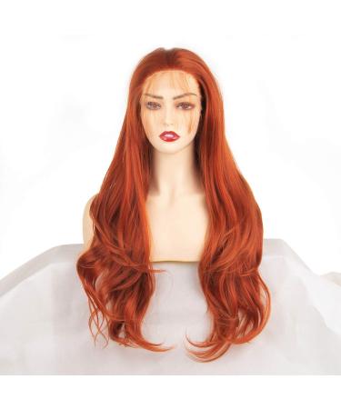 Xtrend 24 Inch Copper-Red Welly Lace Front Wig - Synthetic Heat-Resistant Natural Looking Glue-Free Part - Chestnut Brown Loose Corrugated Ginger Wig - Buy Online on GoSupps.com