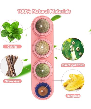 Aucenix Catnip Ball 4 Pack - Natural Dental Toys for Cats & Kittens | Teeth Cleaning & Licking Fun (Pink) - Buy Online on GoSupps.com