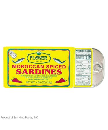 Flower Brand Spiced Sardines in Olive Oil 4.38 oz - Wild Sardines from Morocco | High Protein Keto Snack | Gluten-Free Canned Food (Pack of 5) - Buy Online on GoSupps.com
