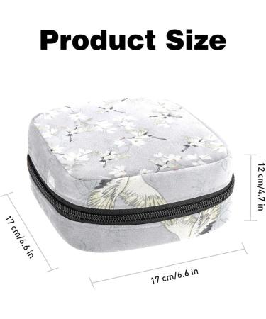 White Cranes Flowering Bandage Storage Bag - Portable Menstrual Cup & Pad Pouch for Women & Teens - Buy Online on GoSupps.com