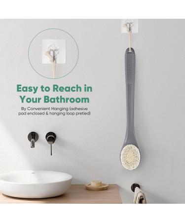 Dark Grey Back Brush for Showering - Long Handle Bath Brush for Seniors | International Shipping Available - Buy Online on GoSupps.com